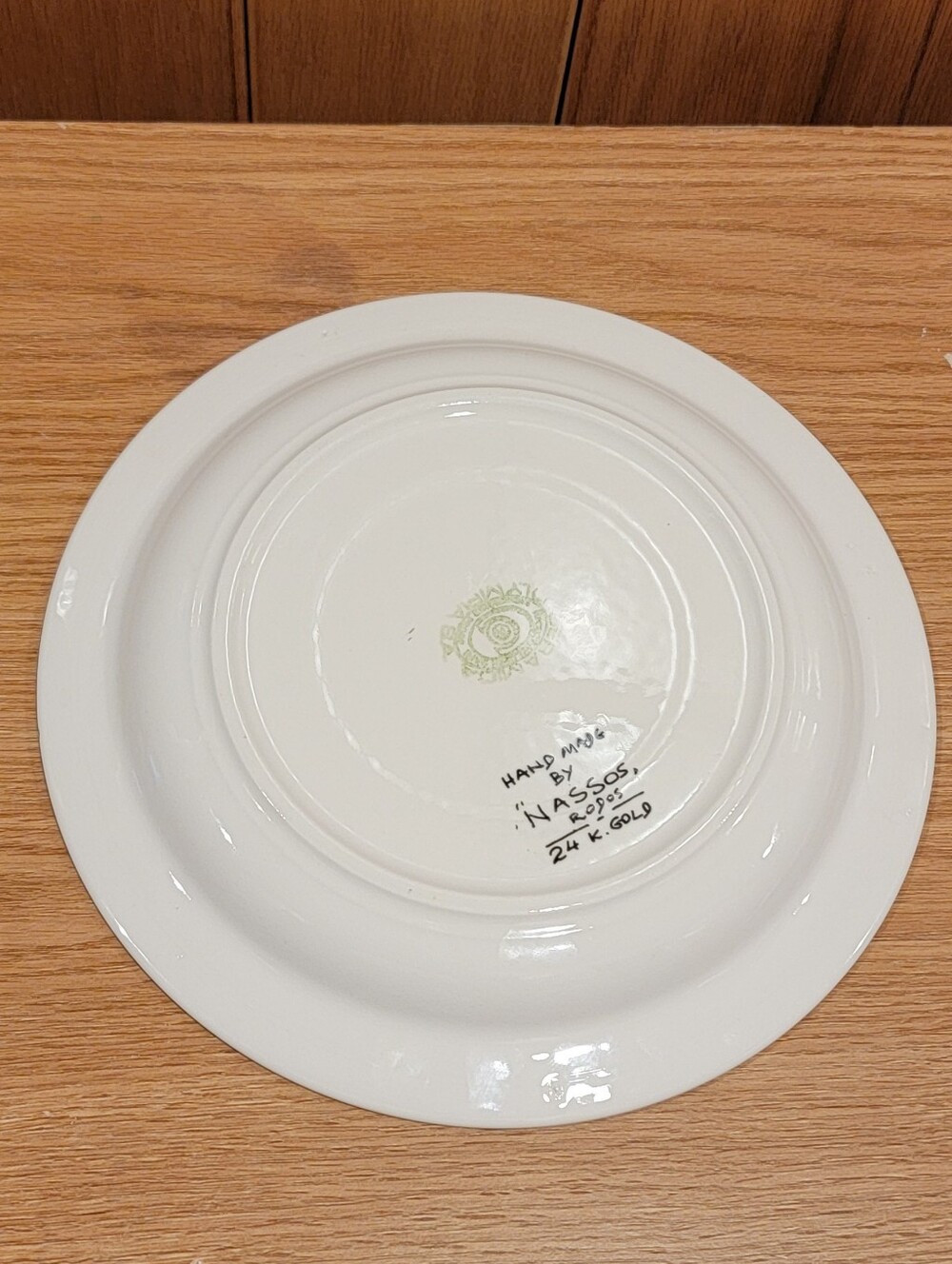 Nassos Rodos Plate Hand Painted Decorative Plate Flowers Butterflies 24 K Gold - Picture 5 of 8